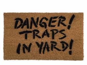 Danger TRAPS in yard Walking Dead Zombie Halloween doormat