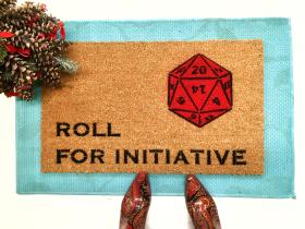 Dungeons and Dragons, Roll for initiative RPG doormat 20 sided die