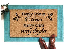 Happy Crimus It's Crisum Merry Crisis Merry Chrysler doormat