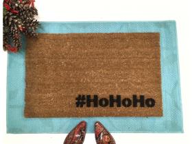 Ho Ho Ho Santa Christmas funny welcome hashtag doormat doormatt