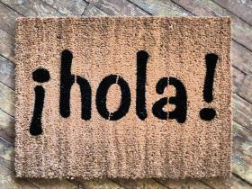 hola hello spanish doormat