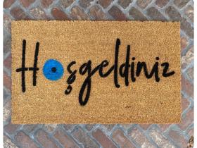 Turkish Evil Eye Hoşgeldiniz damn good doormat