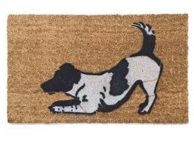 Jack Russell Terrier dog portrait doormat with playful design