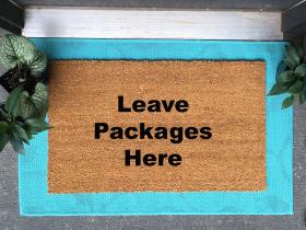 Leave packages here- custom mat for Jason