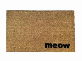 Meow cat lover doormat with bold feline design