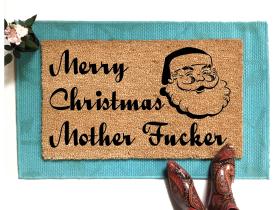 Merry Christmas Mother Fucker F Bomb rude funny coir outdoor damn good doormat