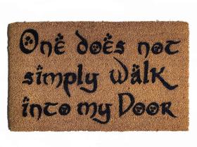 coir doormat with 'Walk Into My Door' Lord of the Rings quote, funny outdoor welcome mat