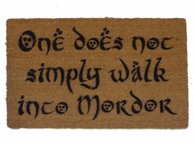 Sustainable coir doormat printed WALK into MORDOR, funny Tolkien nerd front door mat