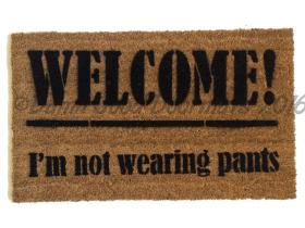 Welcome! I'm not wearing any pants, funny , rude doormat