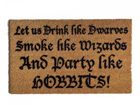 Party like HOBBITS outdoor coir doormat quote from JRR Tolkien's Lord of the Rin