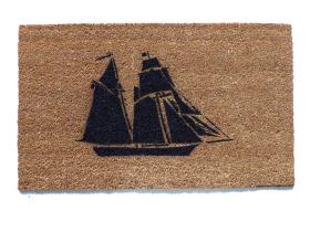 Coir doormat with the Pride of Baltimore clipper ship in full sail — Baltimore pride welcome mat