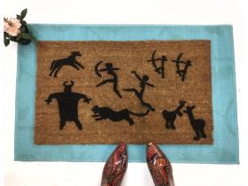 Customizable Prehistoric Cave painting family funny doormat