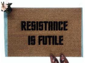  coir doormat printed Resistance Is Futile, nerdy Star Trek welcome mat