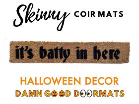 It's batty in here skinny halloween outdoor coir doormat