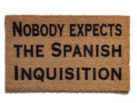 Nobody expects the Spanish Inquisition funny Monty Python doormat