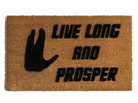 Live Long & Prosper Star Trek Doormat with vulcan greeting hand symbol