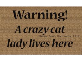 Warning! A crazy CAT lady lives here funny doormat