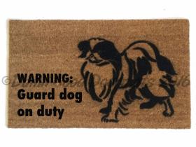 Japanese Chin funny WARNING: guard dog on duty doormat