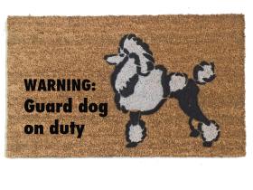 Toy Poodle WARNING: Guard dog on duty funny doormat