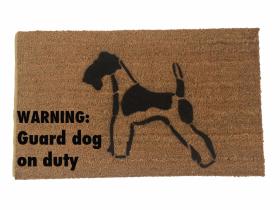 Wire Terrier Warning: Guard dog on duty funny doormat