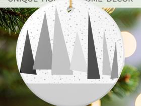 Black Goth Geometric Ceramic Ornament - Christmas Tree Decoration