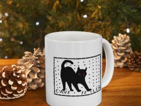 Pompeii Mosaic 'Beware of Cat' Ceramic Mug | 11oz 15oz