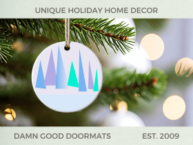 Purple Stylized Pine Trees Ornament Sets 