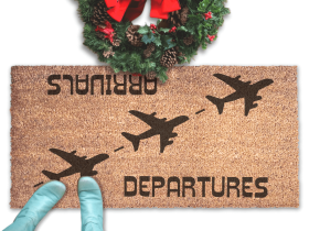 Arrivals Departures funny aviation doormat