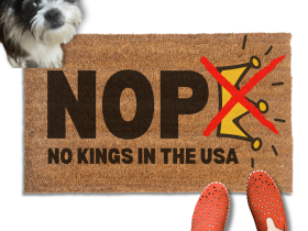 No Kings protest doormat from Damn Good Doormats