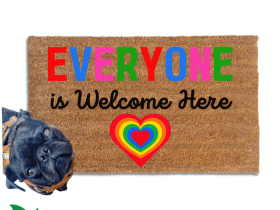 Everyone is Welcome Here LGBTQ Gay Pride doormat
