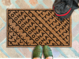 subtle fuck donald trump doormat in abstract contemporary design.