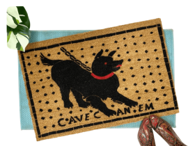 cave canem pompeii mosaic beware of dog coir doormat