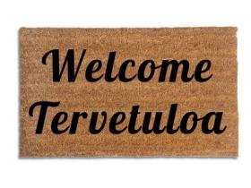 Bilingual English tervetuloa Finnish-  welcome in doormat