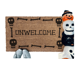 Skull and Bones Halloween Welcome Doormat