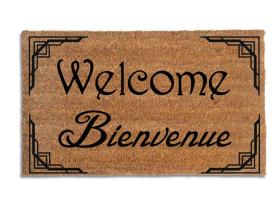 English and French Bienvenue bilingual doormat