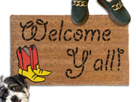 Welcome Y'all cowboy boots door mat